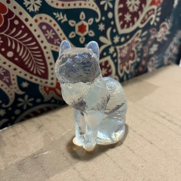 Mosser sitting cat - opalescent crystal glass - Picture 1 of 5